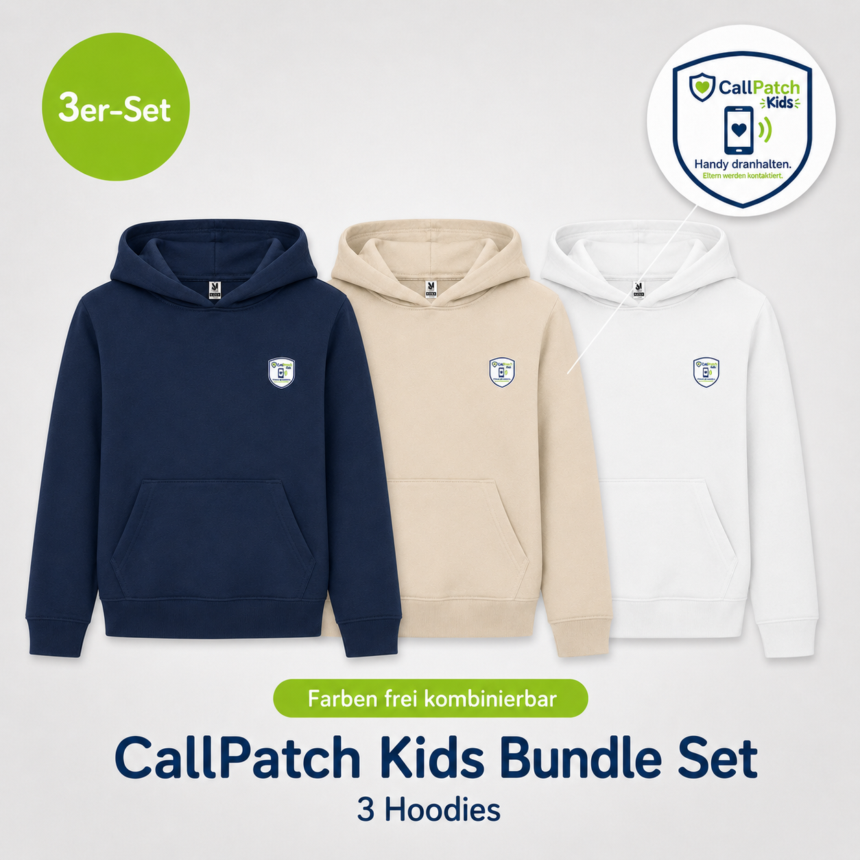 CallPatch Kids Sicherheits-Hoodie 3er-Set