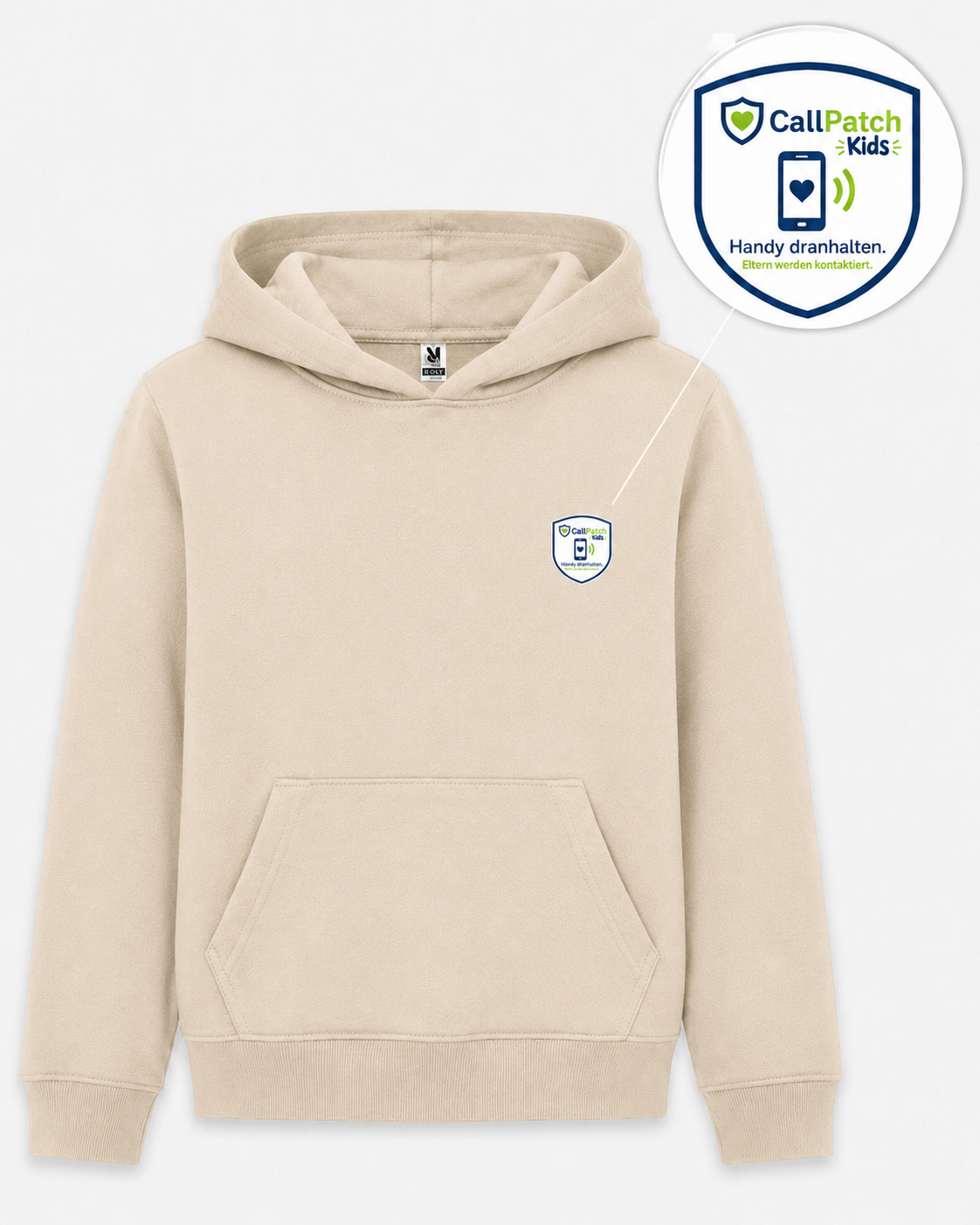 CallPatch Kids Sicherheits-Hoodie mit NFC-Kontaktfunktion