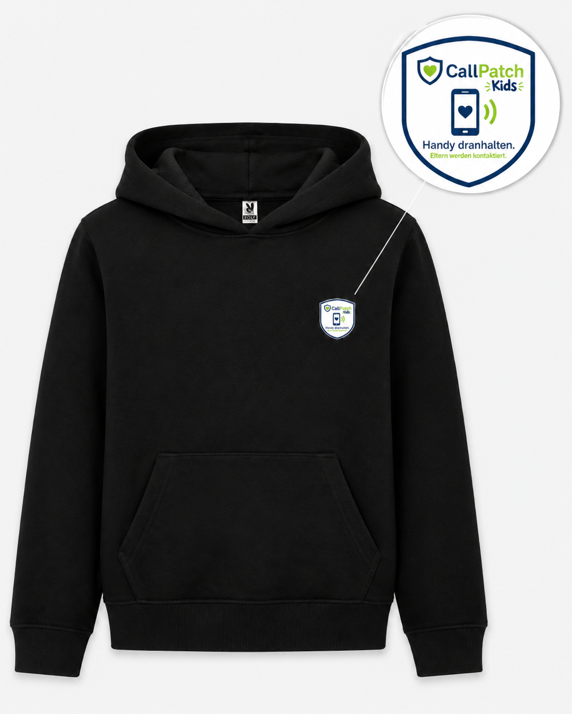 CallPatch Kids Sicherheits-Hoodie mit NFC-Kontaktfunktion