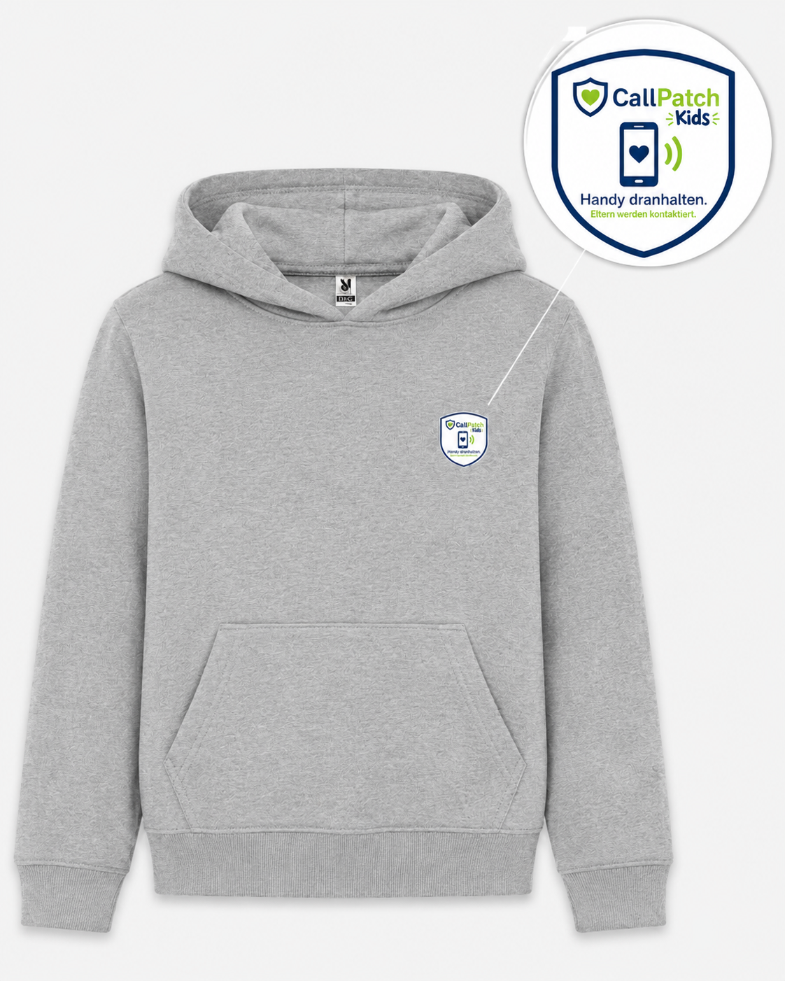 CallPatch Kids Sicherheits-Hoodie mit NFC-Kontaktfunktion