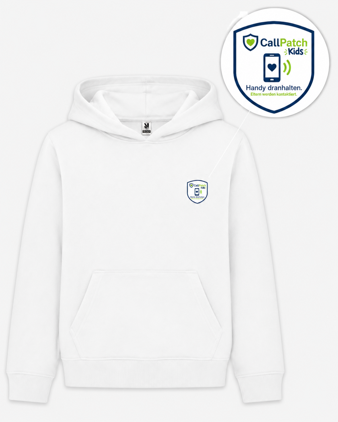 CallPatch Kids Sicherheits-Hoodie mit NFC-Kontaktfunktion